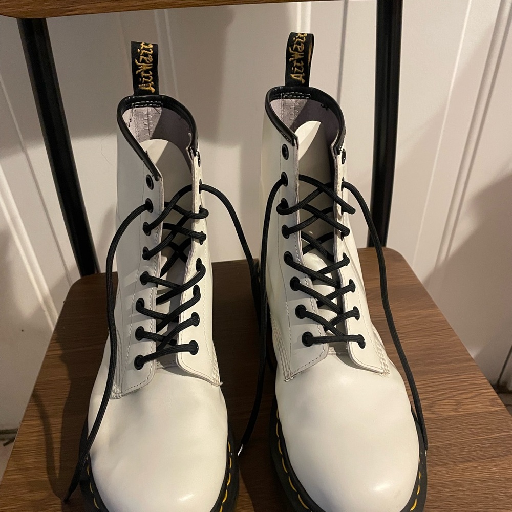 Dr. Martens White Leather Boots
